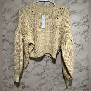 Topshop Balloon Sleeve Cream Sweater